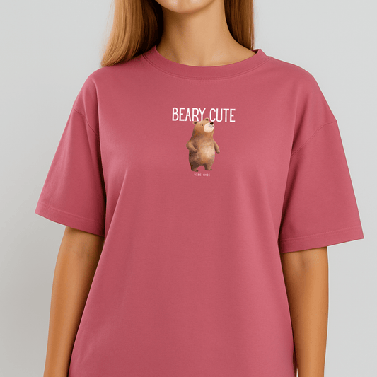 Beary Cute - Drop Shoulder Tee Shirt - Vibe Chic Official - Tee Shirt