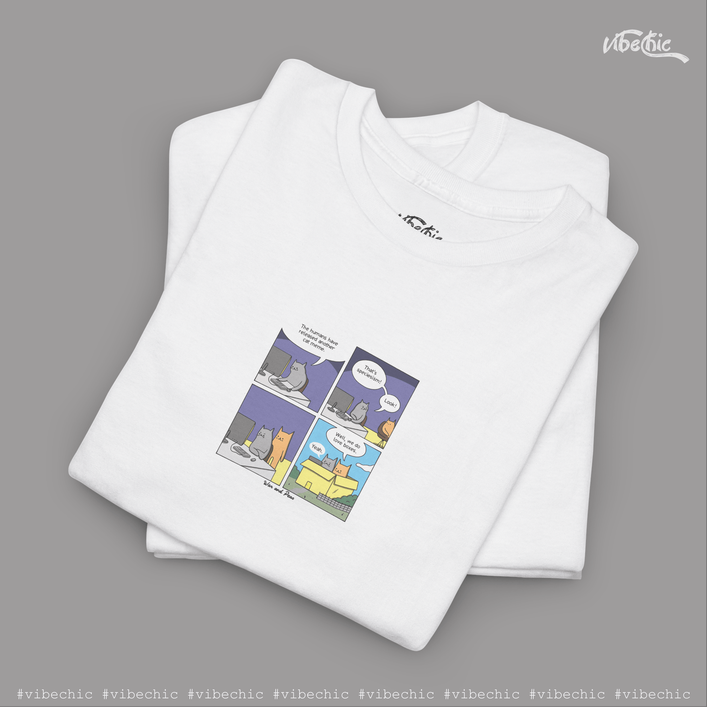 Cat Box - Graphic Cotton T-Shirt - Vibe Chic Official - Tee Shirt