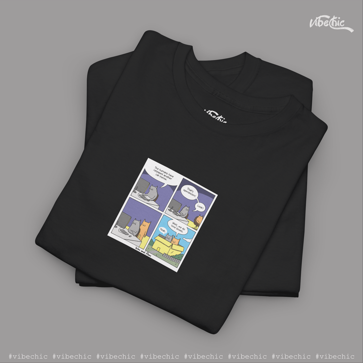 Cat Box - Graphic Cotton T-Shirt - Vibe Chic Official - Tee Shirt