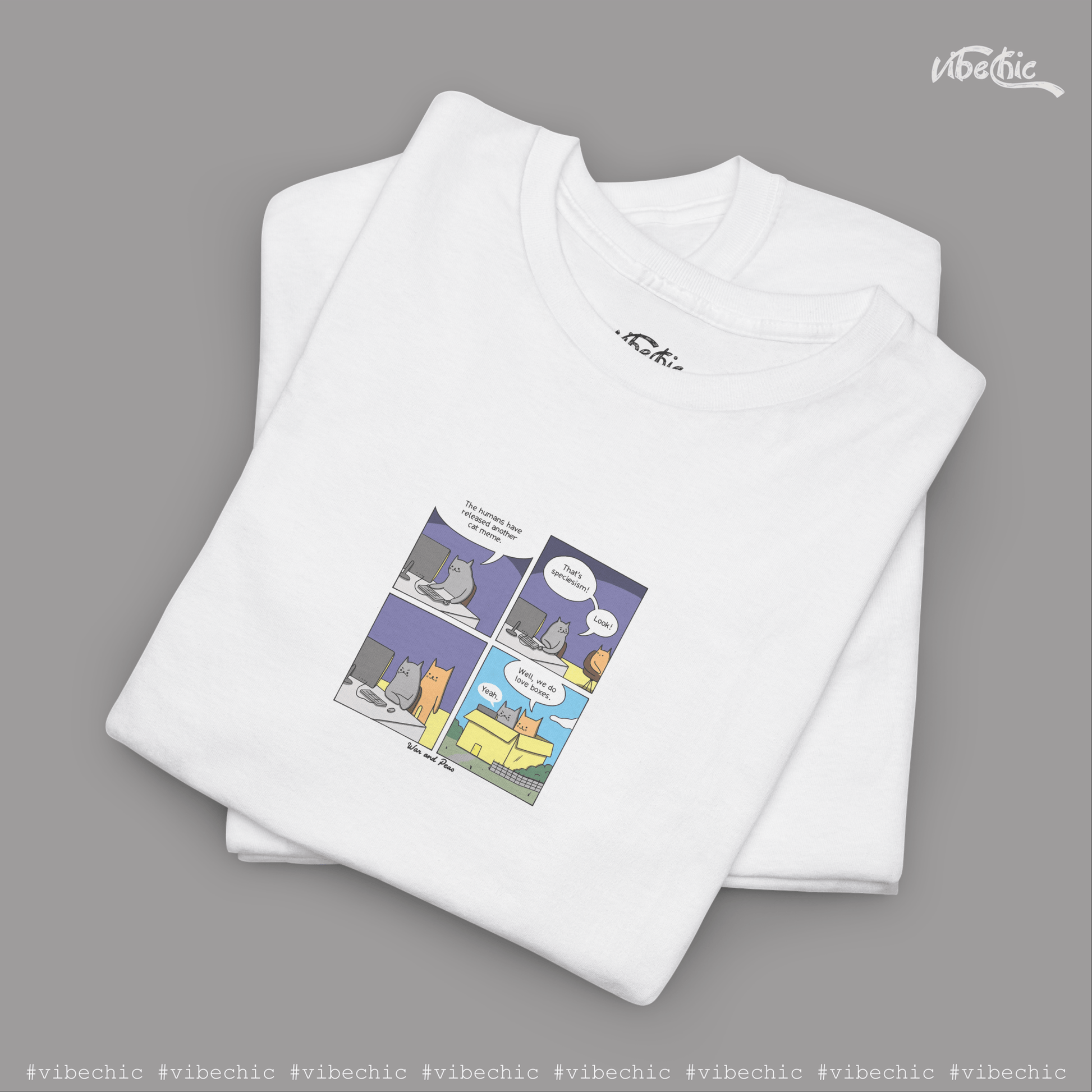 Cat Box - Graphic Cotton T-Shirt - Vibe Chic Official - Tee Shirt