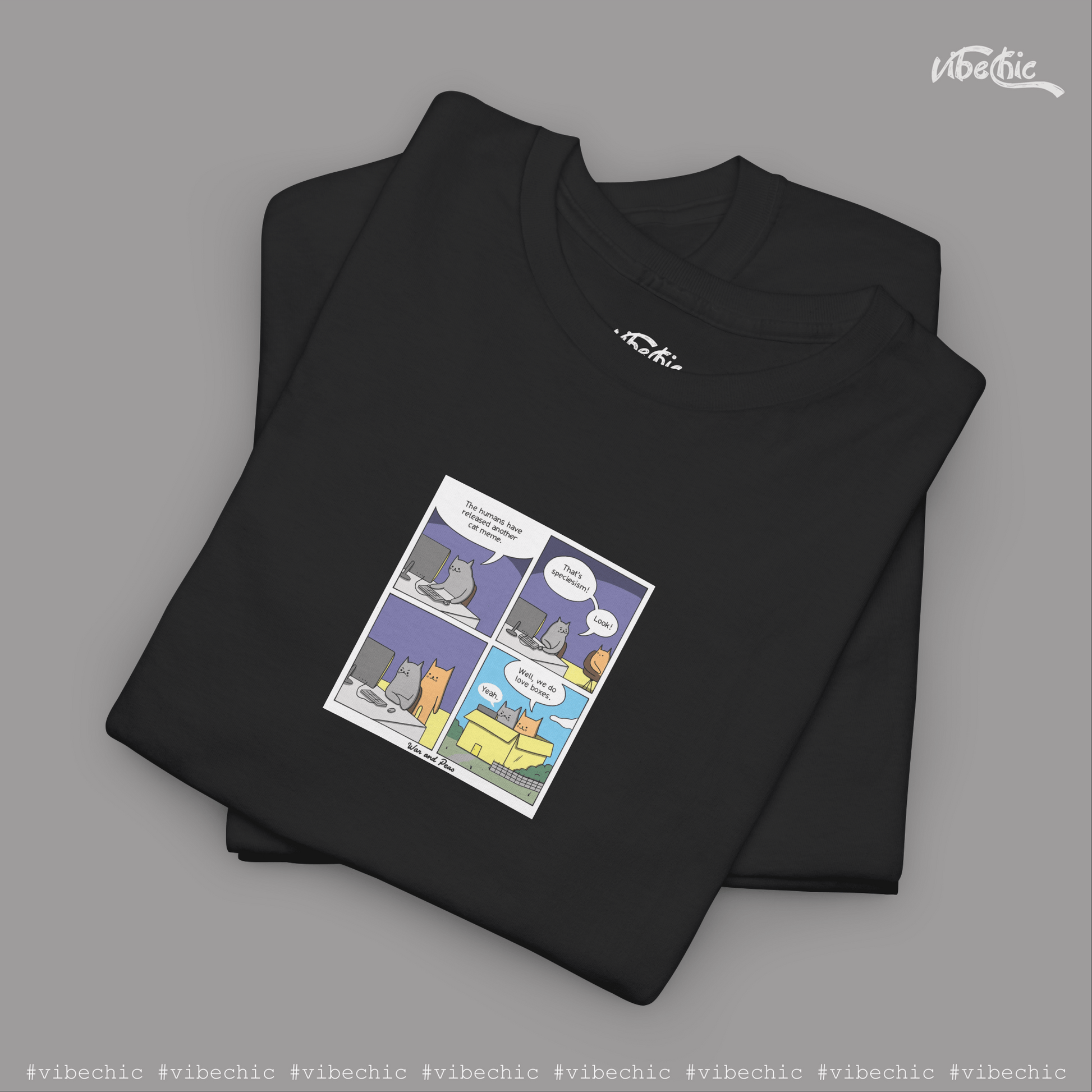 Cat Box - Graphic Cotton T-Shirt - Vibe Chic Official - Tee Shirt
